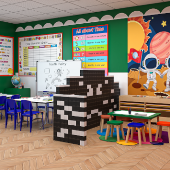 Morph bricks divider in black and white recycled ABS in school